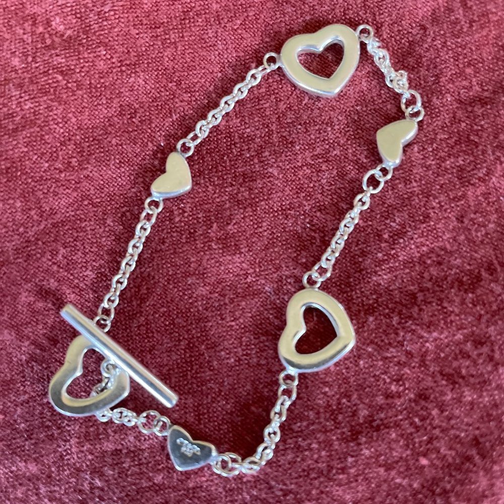 Tiffany & Co Silver Heart Links Lariat Toggle Bracelet